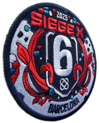 Custom Embroidered Event Patch: Siege X 2025 Barcelona Display Sample-Left Side