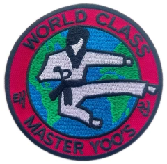 Custom Embroidered Martial Arts School Logo Patch: Master Yoo's World Class Taekwondo Display Sample-Front Side