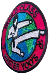 Custom Embroidered Martial Arts School Logo Patch: Master Yoo's World Class Taekwondo Display Sample-Right Side