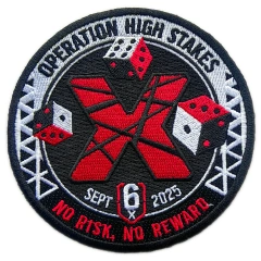 Custom Embroidered Event Patch: "Operation High Stakes" September 2025 Display Sample