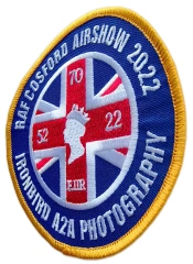 Custom Embroidered Military Airshow Event Patch: RAF Cosford 2022 Ironbird A2A Photography Display Sample-Right Side