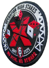 Custom Embroidered Event Patch: "Operation High Stakes" September 2025 Display Sample
