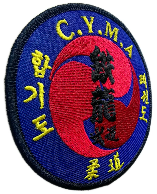 Custom Embroidered Multi-Martial Arts Association Patch: C.Y.M.A. Iron Dragon Display Sample-Left Side