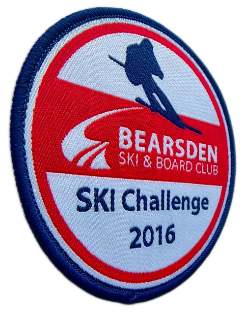 Custom Woven Event Patch: Bearsden Ski & Board Club Display Sample-Left Side
