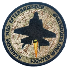 Custom Embroidered Military Squadron Patch: Danish F-35 Fighter Wing Skrydstrup Display Sample-Front Side