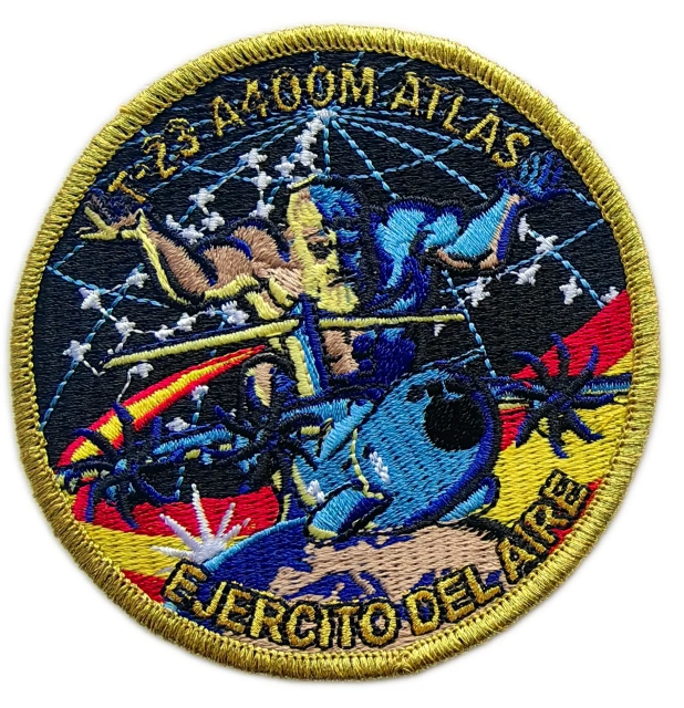 Custom Embroidered Spanish Air Force T.23 A400M Atlas Military Squadron Patch Display Sample-Front Side