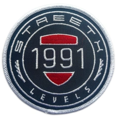 Custom Embroidered "Street Levels" 1991 Brand Logo Patch Display Sample-Front Side