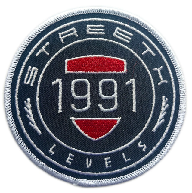 Custom Embroidered "Street Levels" 1991 Brand Logo Patch Display Sample-Front Side