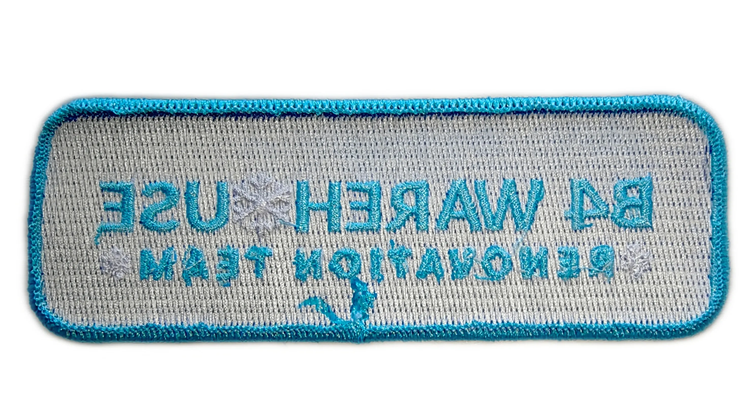 Custom Embroidered "B4 Warehouse Renovation Team" Patch (Sample)-Back Side