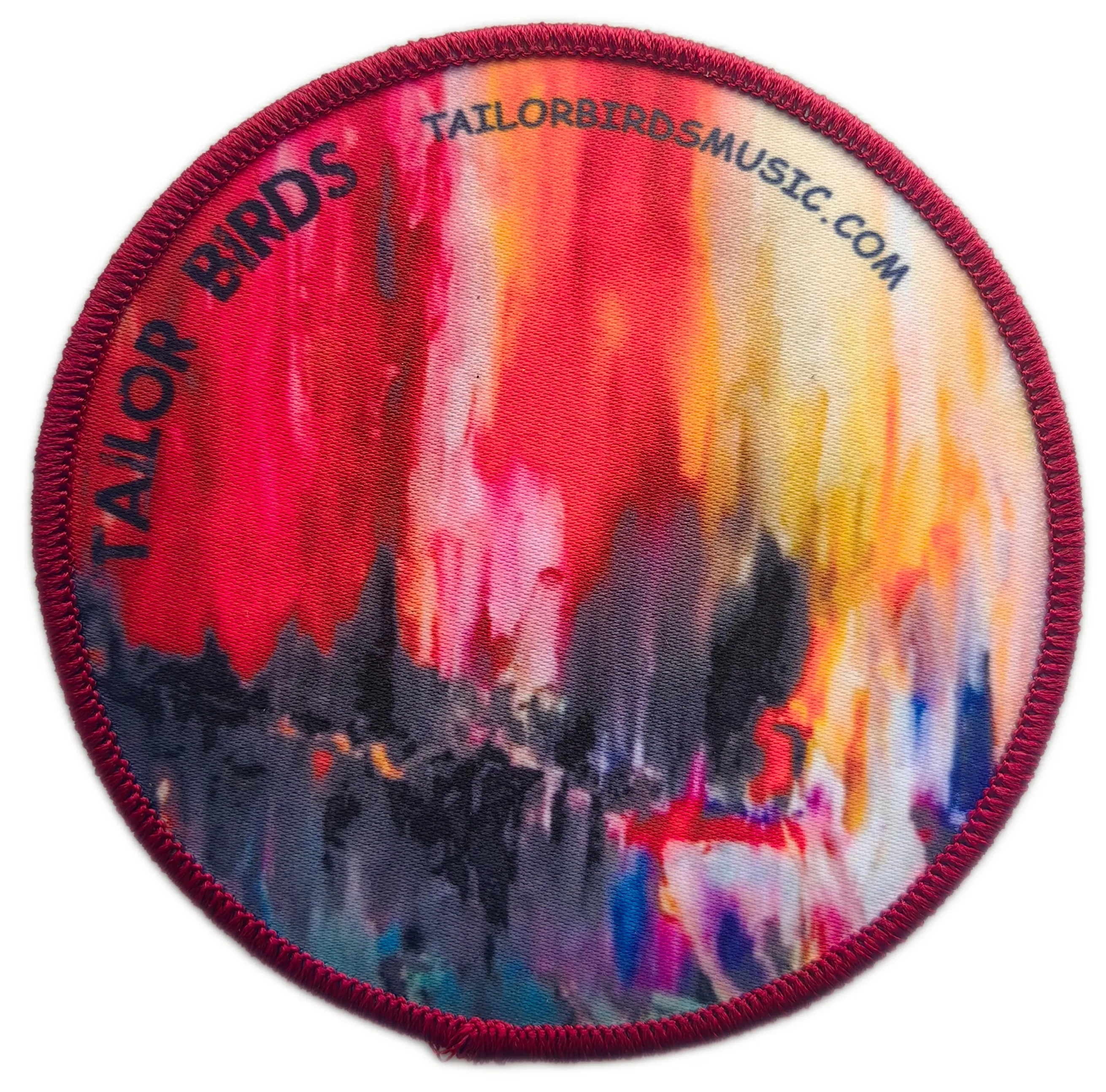 Custom Sublimated Music Brand Patch: "Tailor Birds" Abstract Art Display Sample-Front Side