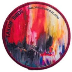 Custom Sublimated Music Brand Patch: "Tailor Birds" Abstract Art Display Sample-Front Side