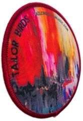 Custom Sublimated Music Brand Patch: "Tailor Birds" Abstract Art Display Sample-Left Side