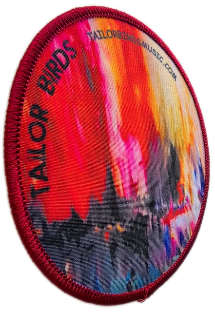 Custom Sublimated Music Brand Patch: "Tailor Birds" Abstract Art Display Sample-Left Side