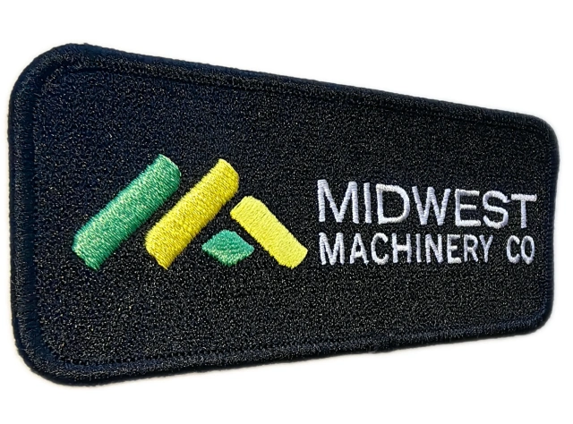 Custom Embroidered "Midwest Machinery Co" Logo Patch (Display Sample)-Left Side