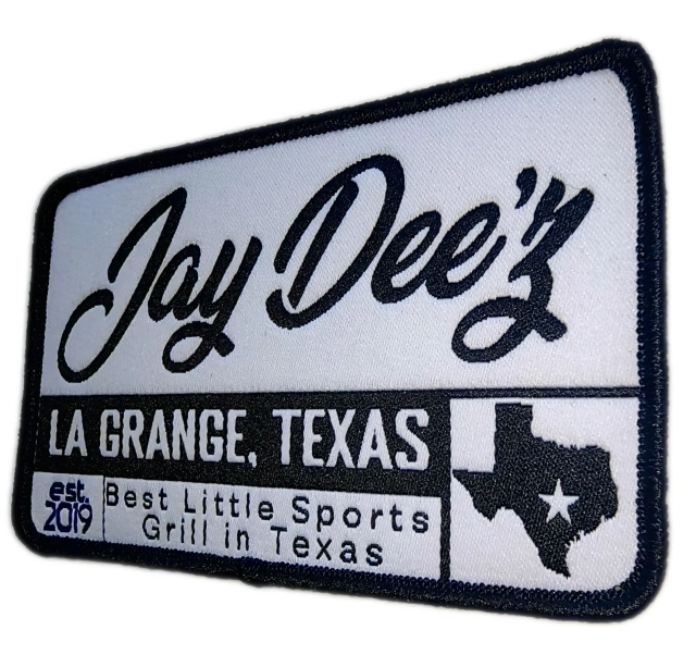Custom Woven "Jay Dee'z La Grange, Texas" Sports Grill Patch (Display Sample)-Right Side