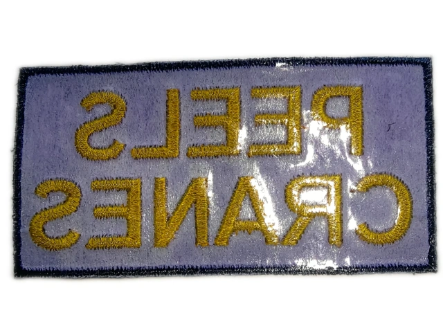 Custom Embroidered "PEELS CRANES" Company Patch (Manufacturing Sample)-Back Side