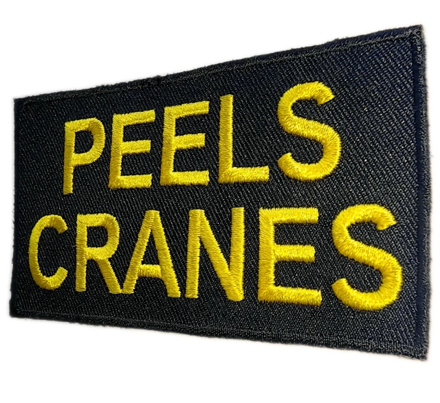 Custom Embroidered "PEELS CRANES" Company Patch (Manufacturing Sample)-Right Side