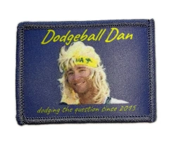 Custom Sublimated "Dodgeball Dan" Joke Patch (Display Sample)-Front Side