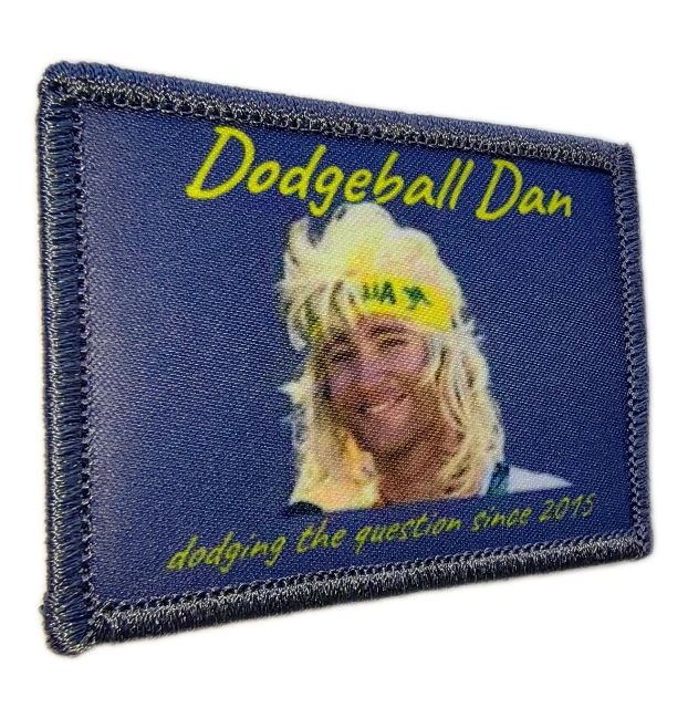 Custom Sublimated "Dodgeball Dan" Joke Patch (Display Sample)-Left Side