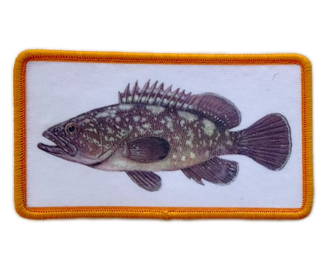 Custom Sublimated "Grouper Fish" & Saltwater Fishing Patch (Display Sample)-Front Side
