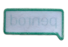 Custom Woven Patch Example: "penrod" Speech Bubble (Display Only)-Back Side