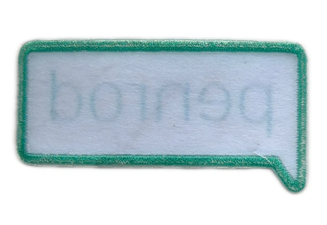 Custom Woven Patch Example: "penrod" Speech Bubble (Display Only)-Back Side