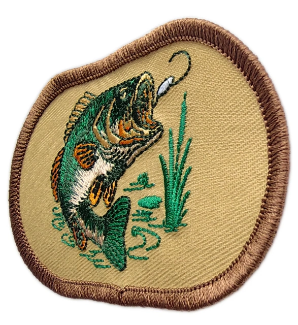 Custom Embroidered Patch Example: Leaping Bass Fish Design-Right Side