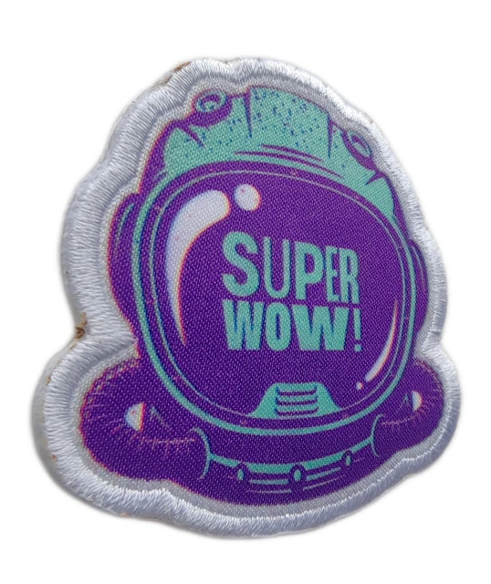 Custom Sublimated "SUPER WOW!" Text Patch-Left Side