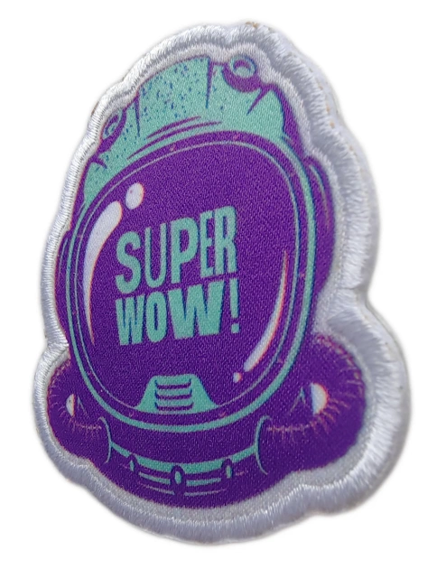 Custom Sublimated "SUPER WOW!" Text Patch-Right Side
