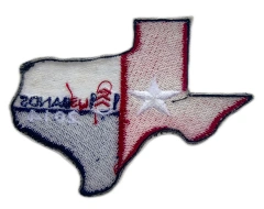 Custom Embroidered Patch Example: Texas Flag Design with Logo-Back Side