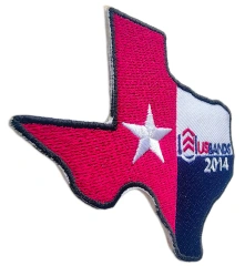 Custom Embroidered Patch Example: Texas Flag Design with Logo-Left Side
