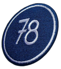 Custom Embroidered Vintage Oval "78" Patch-Front Side