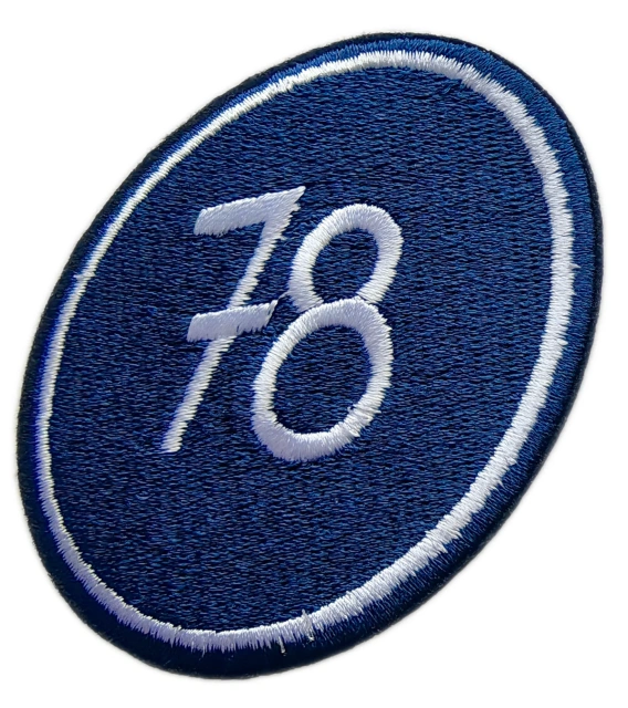 Custom Embroidered Vintage Oval "78" Patch-Front Side