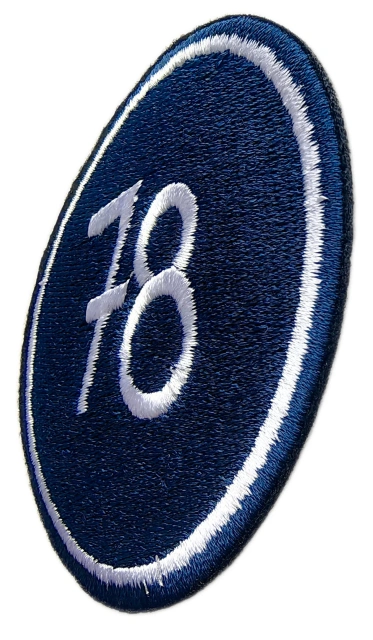 Custom Embroidered Vintage Oval "78" Patch-Right Side