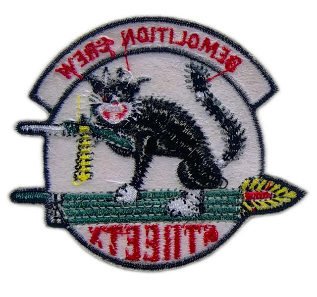 Custom Embroidered Patch Example: "Demolition Crew Streety" Cat Design-Back Side
