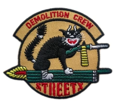 Custom Embroidered Patch Example: "Demolition Crew Streety" Cat Design-Front Side