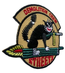 Custom Embroidered Patch Example: "Demolition Crew Streety" Cat Design-Left Side