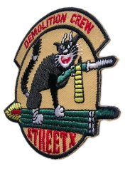 Custom Embroidered Patch Example: "Demolition Crew Streety" Cat Design-Right Side