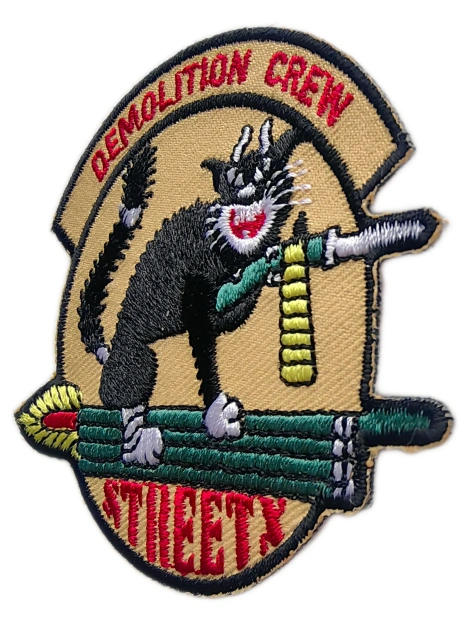 Custom Embroidered Patch Example: "Demolition Crew Streety" Cat Design-Right Side