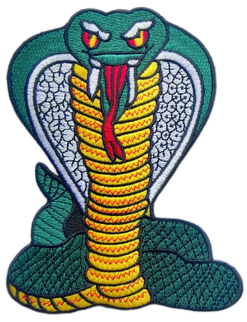 Custom Embroidered Patch Example: Green Cobra Design-Front Side