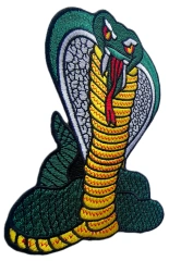 Custom Embroidered Patch Example: Green Cobra Design-Left Side