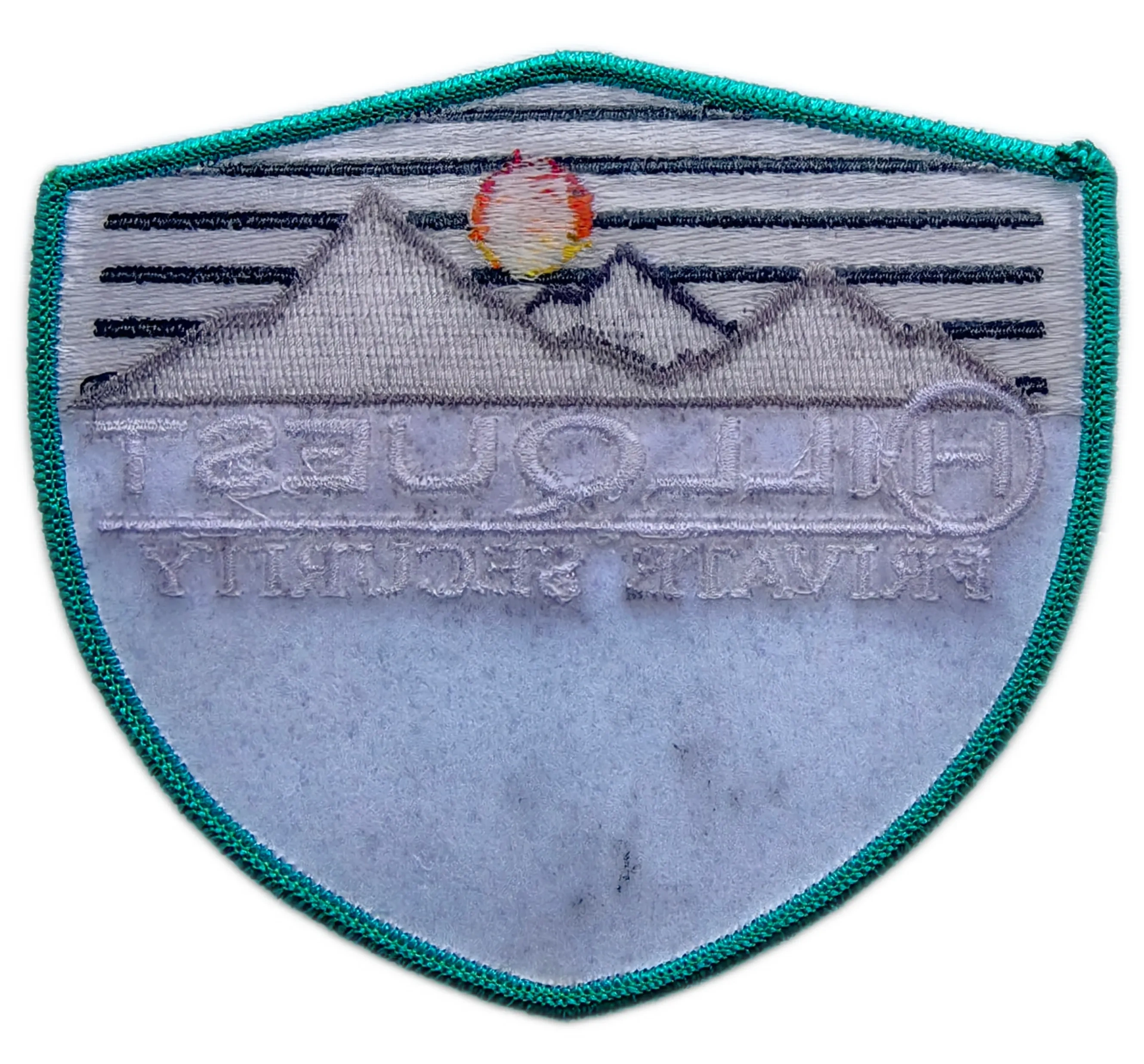 Custom Embroidered Patch Example: Hillquest Private Security Emblem-Back Side
