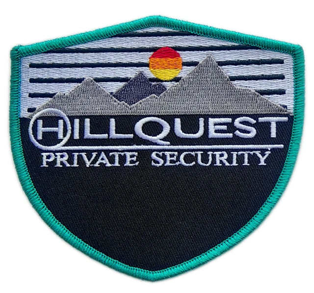 Custom Embroidered Patch Example: Hillquest Private Security Emblem-Front Side