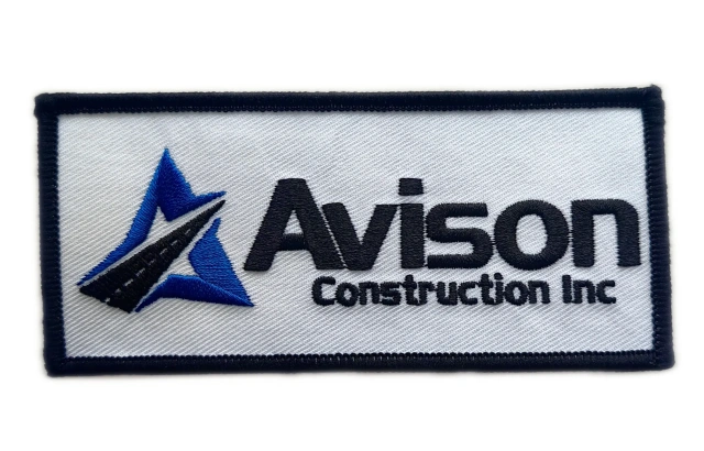Custom Embroidered Patch Example: Avison Construction Inc. Logo-Front Side