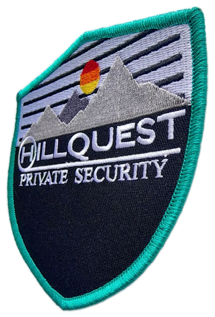 Custom Embroidered Patch Example: Hillquest Private Security Emblem-Right Side