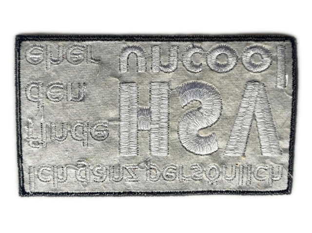 Custom Embroidered Patch Example: "Ich finde HSV eher uncool" Text-Back Side