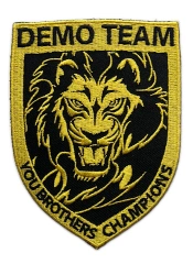 Custom Embroidered "Demo Team Champions" Yellow Lion Patch-Front Side