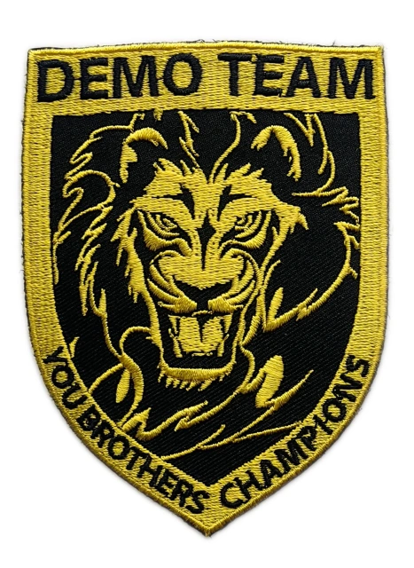 Custom Embroidered "Demo Team Champions" Yellow Lion Patch-Front Side