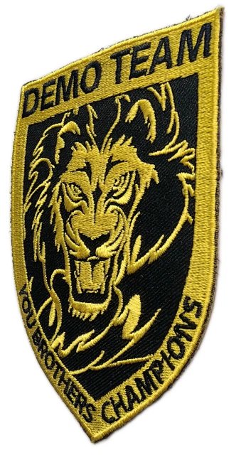 Custom Embroidered "Demo Team Champions" Yellow Lion Patch-Right Side