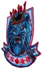 Custom Embroidered Patch Example: Roaring Blue Lion Emblem-Right Side